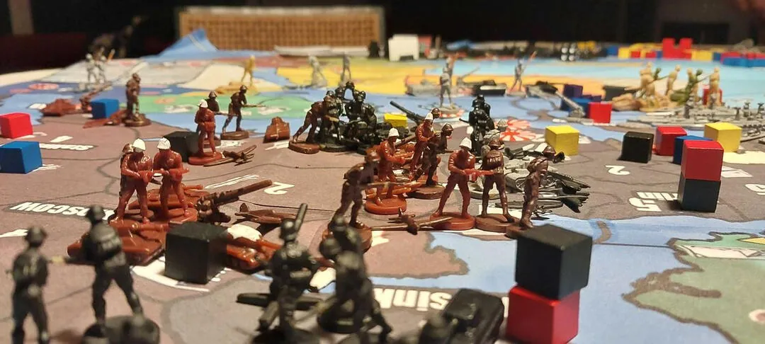 Iron Eclipse 1941 prototype: plastic soldiers and tanks on a map of Europe